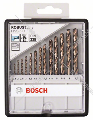 Набор сверл по металлу Robust Line HSS-Co 2-6,5 мм (13 шт) BOSCH (2607019926) купить в Гродно
