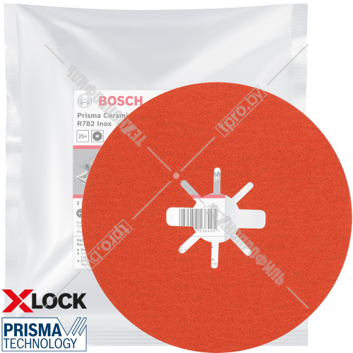 Керамический фибровый шлифкруг 125 мм P80 X-Lock Prisma R782 Inox BOSCH (2608621826) купить в Гродно