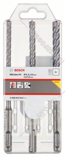 Набор буров по бетону SDS-Plus-5X 6/8/10 мм (3 шт) BOSCH (2608833912) купить в Гродно