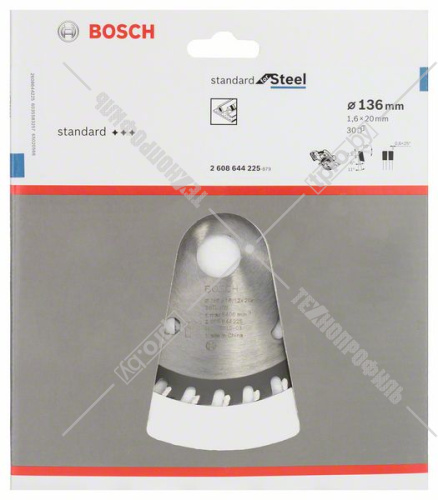 Пильный диск по металлу 136x1,6х20 мм Z30 Standard for Steel BOSCH (2608644225) купить в Гродно