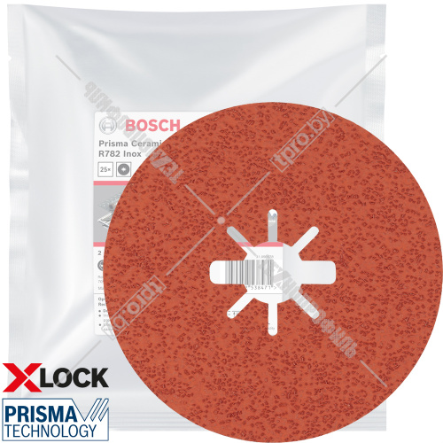Керамический фибровый шлифкруг 125 мм P36 X-Lock Prisma R782 Inox BOSCH (2608621824) купить в Гродно