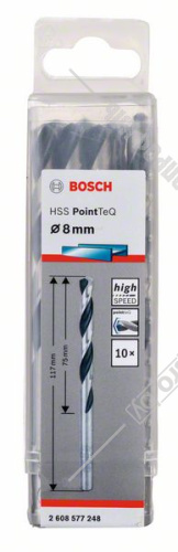 Сверло по металлу 8,0х117 мм HSS PointTeQ (10 шт) BOSCH (2608577248) купить в Гродно