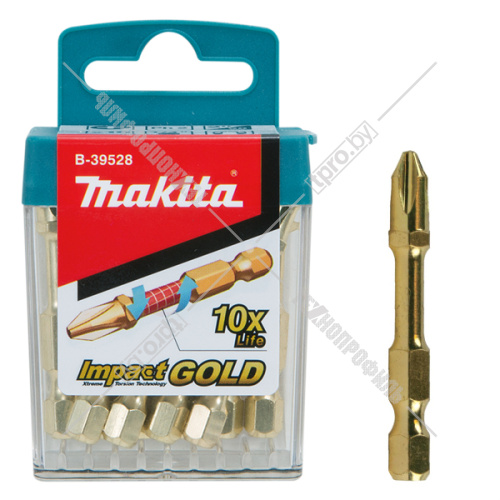 Бита крестообразная Impact Gold Torsion PH2 50 мм C-form (10 шт) MAKITA (B-39528-10) купить в Гродно