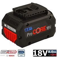 Аккумулятор ProCORE 18 V 8,0 Ah (1 шт) Professional BOSCH (1600A016GK) купить в Гродно