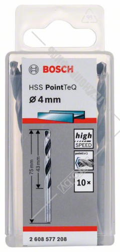 Сверло по металлу 4,0х43 мм HSS PointTeQ (10 шт) BOSCH (2608577208) купить в Гродно