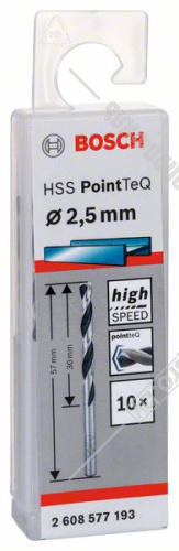 Сверло по металлу 2,5х80 мм HSS PointTeQ (1 шт) BOSCH (2608577193-A1) купить в Гродно фото 2