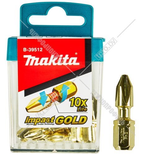 Бита крестообразная Impact Gold PH2 25 мм C-form (15 шт) MAKITA (B-39512-10) купить в Гродно